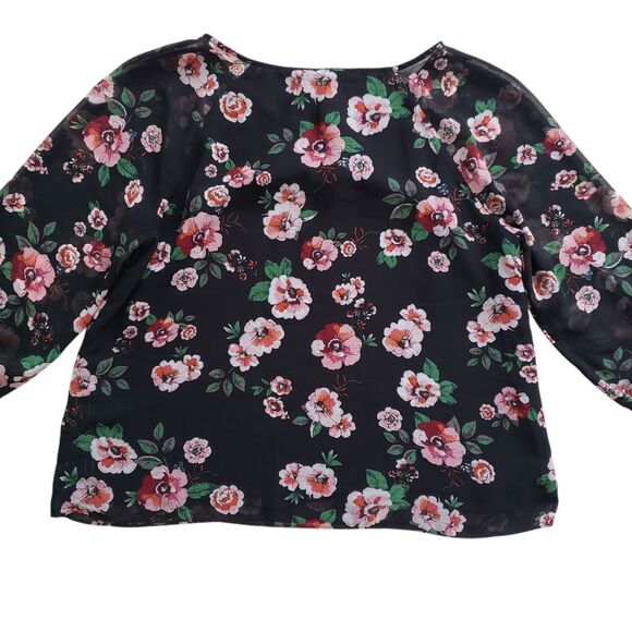 Cabi Blouse Womens Medium Garden Floral 3/4 Sleeve Sheer - Picture 9 of 11